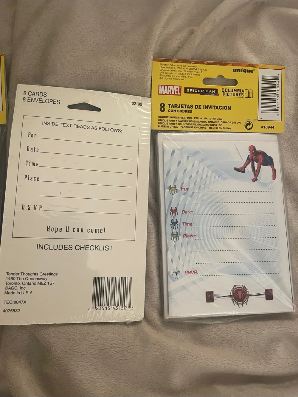 Spiderman Kids Party Invitations - Red, Blue, Yellow Accents (3 Packs)